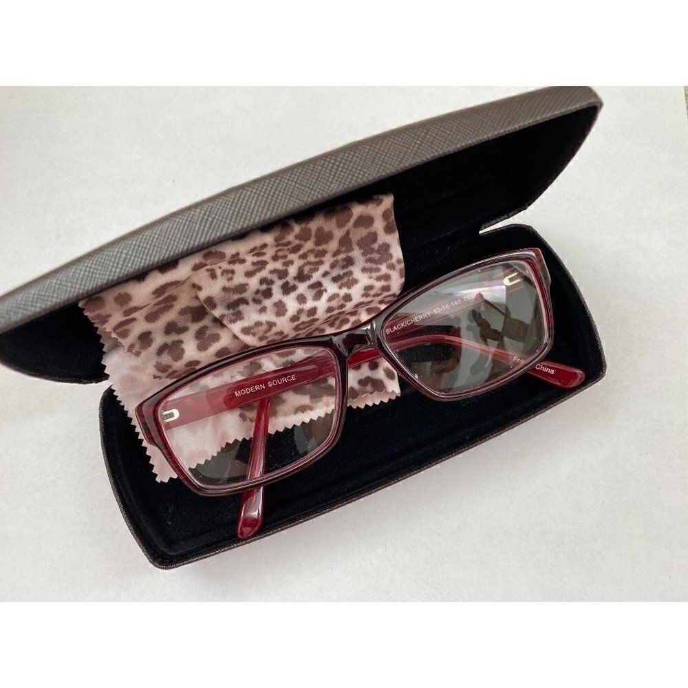 Modern Optical Source Black Cherry Authentic Eyeglasses Frames 53-16-140